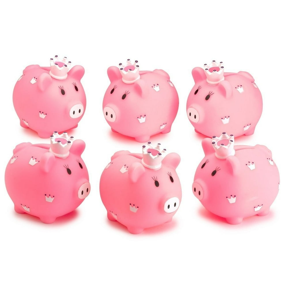 Piggy Bank 6 Pack 3.5Inch, Little Princess Pink Coin Bank, For Kids