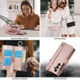 thumbnail image 6 of for Samsung Galaxy S24 Wallet Case, Multi-Functional Zipper Purse Case with Card Holders, RFID Blocking Full Body Case, Shoulder Strap Wristband Crossbody Cover for Galaxy S24, Rosegold, 6 of 7