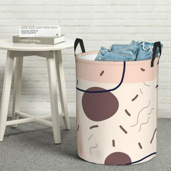 YFYANG Waterproof Laundry Hamper, Abstract Bohemian Line Art Laundry Basket Oxford Fabric with Handle Foldable, M