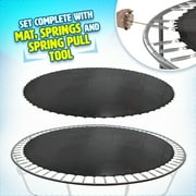 Machrus Upper Bounce Trampoline Replacement Mat set with Sturdy 96 V-Rings and 6.5" Springs - Jumping Mat Compatible with 15ft Round Frames - Set Includes Mat, Springs, V-Rings & Spring Pull Tool