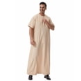 thumbnail image 5 of Fewfanhot Men's Long Sleeve Muslim Thobe, Solid Color Collared Kaftan Robe, Traditional Islamic Jubba, S-3XL, 5 of 9