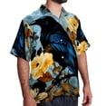 thumbnail image 2 of Crow Men's Casual Poplin Button Down Short Sleeve Hawaiian Beach Shirt, 2 of 6
