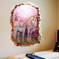 Forest animal flower horse wall stickers Unicorn Wall Decal DIY Removable Peel and Stick Wall Decals Art Picture Decorations Decor for Teens Girls Bedroom Living Room Murals