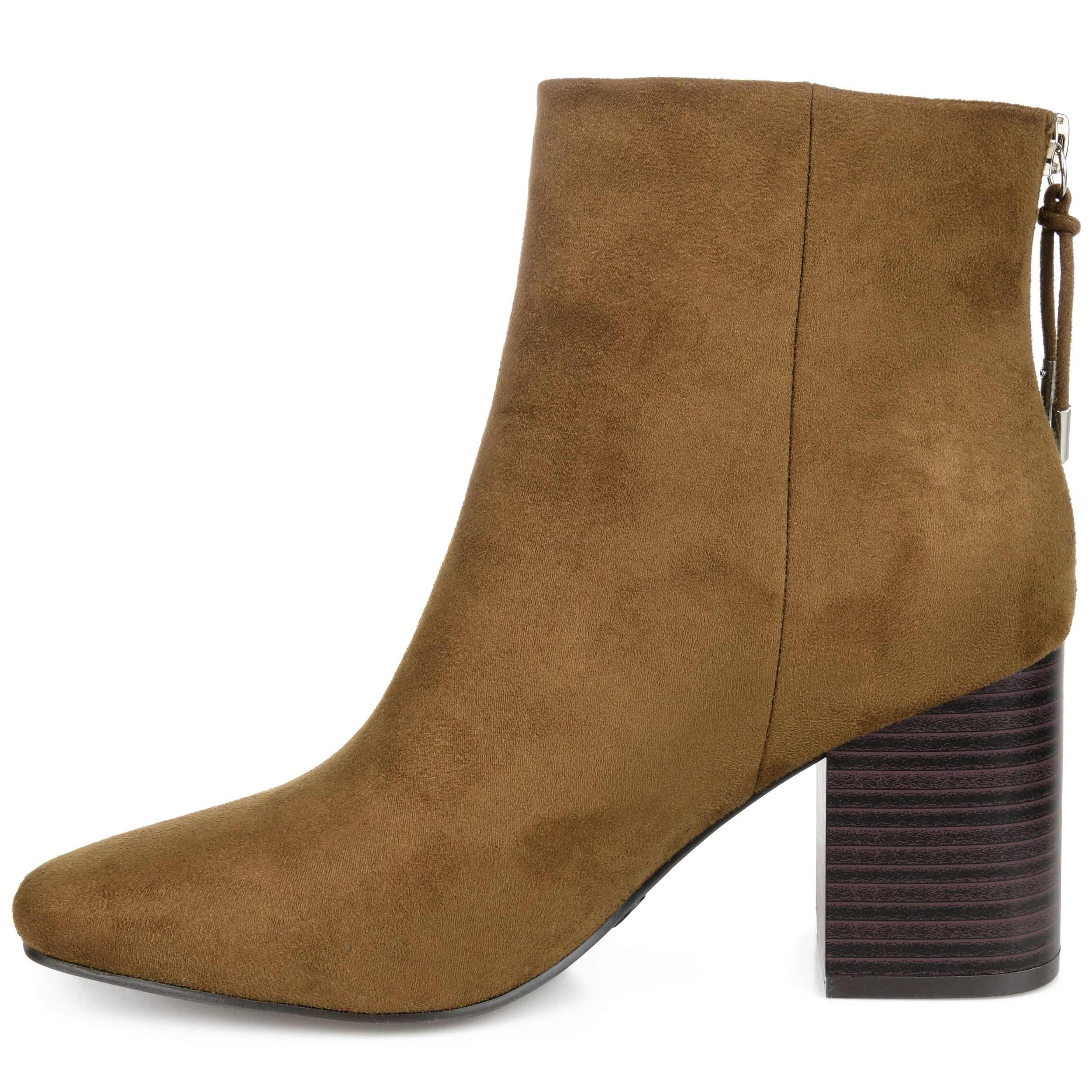 Journee Collection Womens Audrina Tru Comfort Foam Back Heel Zip Stacked Heel Booties