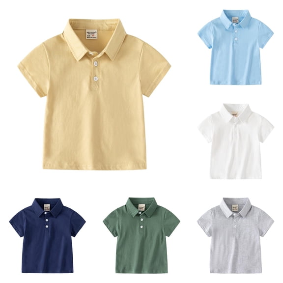 lnmuld Back to School Boys Girls Toddler Kids Short Sleeve Solid Two Button Soft Knit Polo Shirts Breathable Summer Kindergarten Uniform Tops Size:2-3 Years