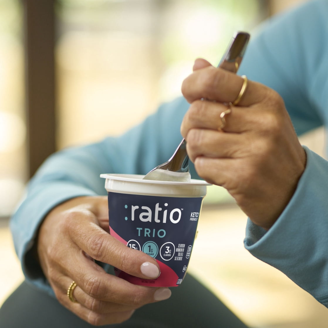 Ratio Trio Yogurt Cultured Dairy Snack, Strawberry, 1g Sugar, Keto Friendly, 5.3 oz