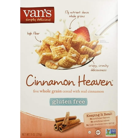 Van's Natural Foods - Cinnamon Heaven, Whole Grain Gluten Free Cereal (Also NO; Dairy, Corn & Egg), Get SIX Boxes and SAVE, Each Box has 11 Oz (Pack of