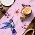 thumbnail image 3 of Pink Flower Table Runner 90 Inches, Spring Floral Butterfly Elegant Pastoral Birds Bed Runner Dresser Scarves Tabletop for Indoor Outdoor Parties/Ceremony/Banquet, 13" x 90", 3 of 8