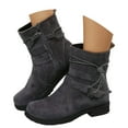 thumbnail image 3 of Women's Ankle Boots - Oversized Square Toe Suede Short Work Boots with Side Zipper and Round Toe, 3 of 8