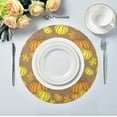 thumbnail image 5 of GZHJMY Fall Pumpkins Round Placemats Durable Non-Slip Heat and Stain Resistant Placemat for Kitchen Table Decoration Outdoor BBQ Activities(6PCS) Table Mat, 5 of 7