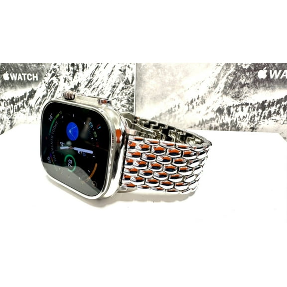 Custom Diamond Polished 49MM iWatch ULTRA Mirror Finish Beads Links Band