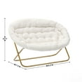 thumbnail image 4 of Emma + Oliver Folding Double Saucer Chair in Ivory Faux Shearling with a Soft Gold Steel Frame for Dorm, Living Room, or Bedroom, 4 of 10