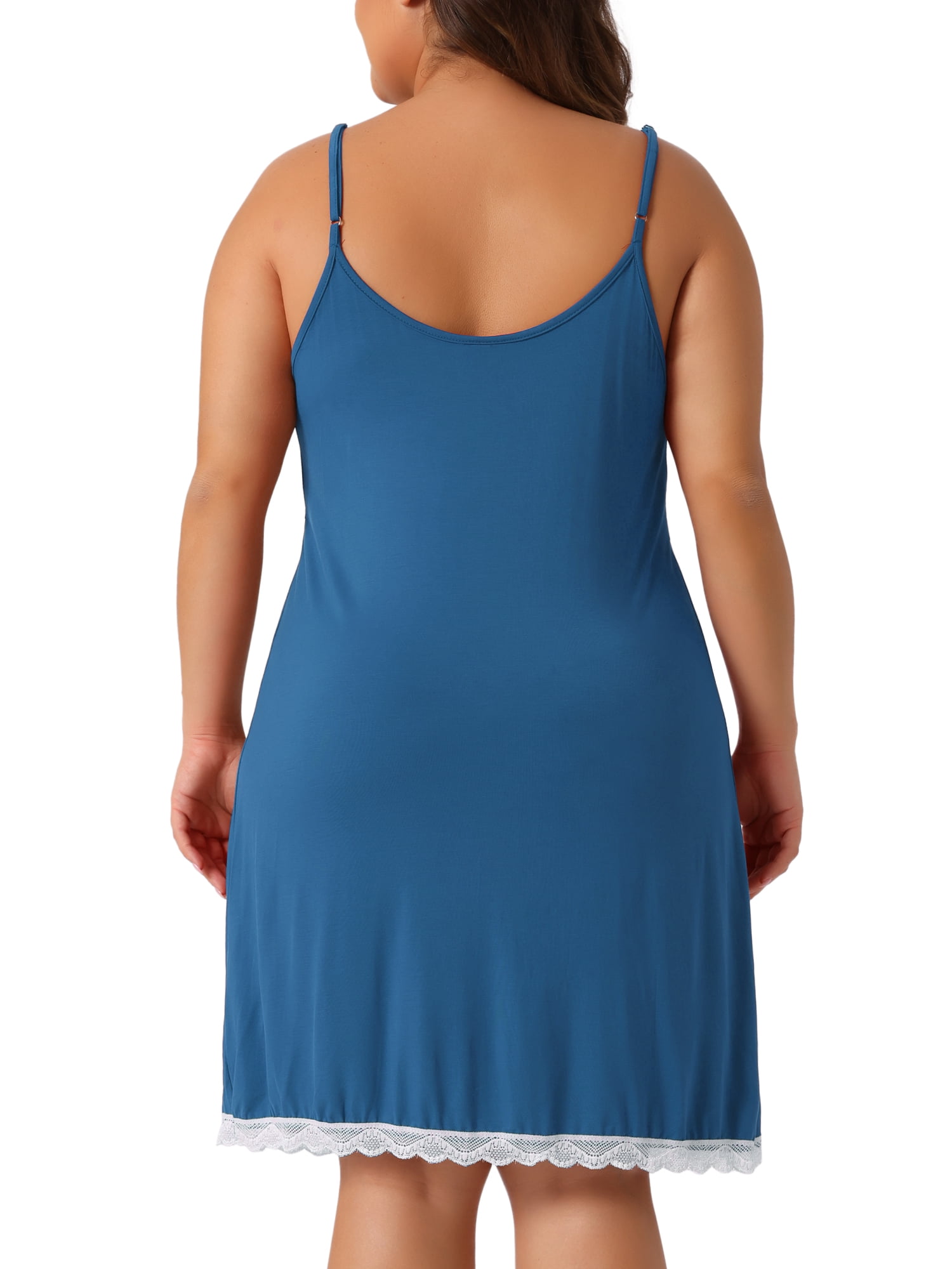 DARING DIVA Women's Plus Lace Strap Babydoll Chemise Nightgown 2X Blue