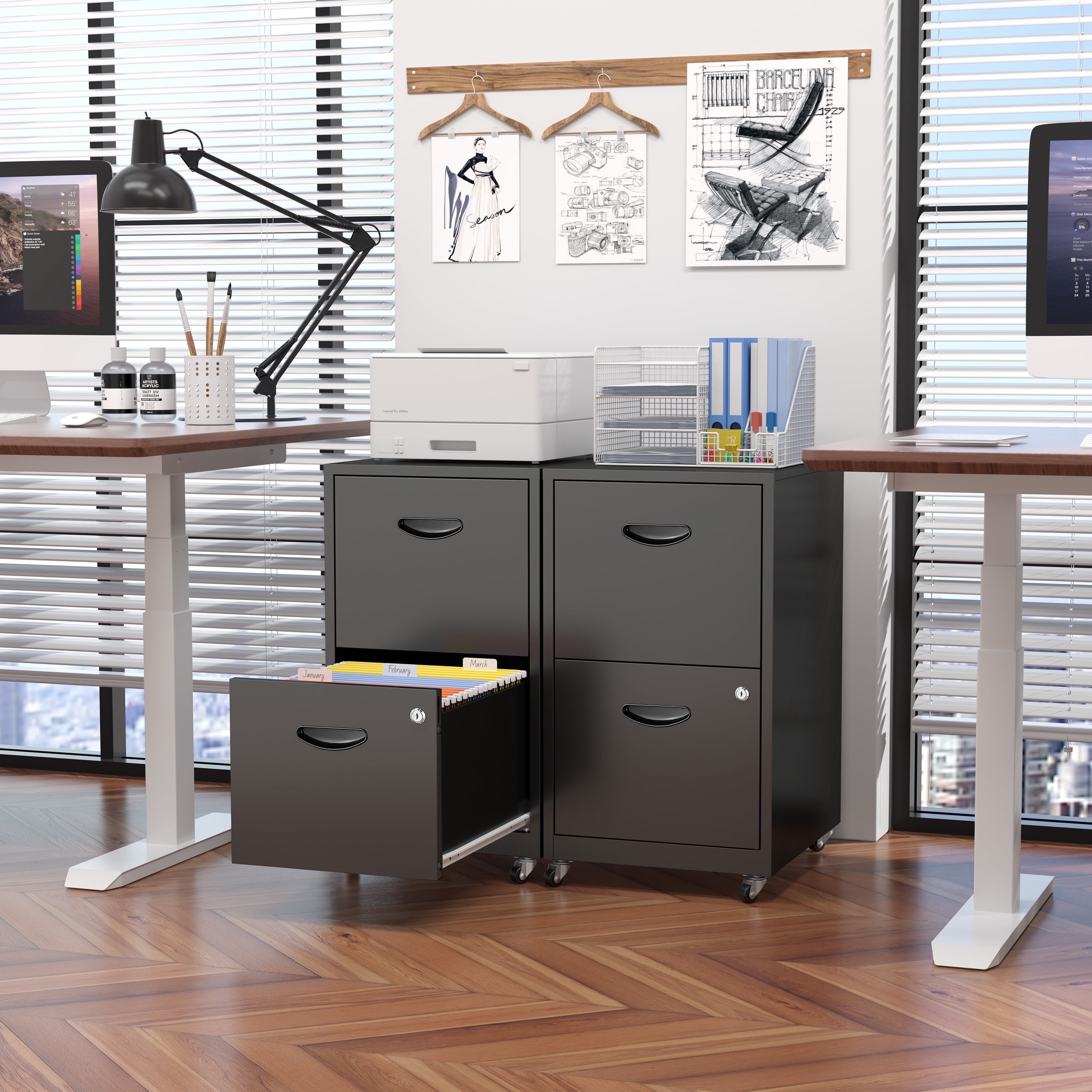 Polup 18"D Mobile Office Vertical 2 Drawer File Cabinet, Metal Filing Cabinet 2 Drawer with Lock