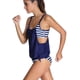 thumbnail image 4 of Traje de baño tipo tankini con rayas alineadas dobles para mujer Adepaton CJWUS-4485, 4 of 4