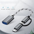 thumbnail image 4 of 2X Cable USB OTG 2 en 1 Tipo C / Micro-USB una USB 3.0 Adaptador Cable de Transferencia de Datos de DiseñO para TeléFono Andriod (Gris), 4 of 5