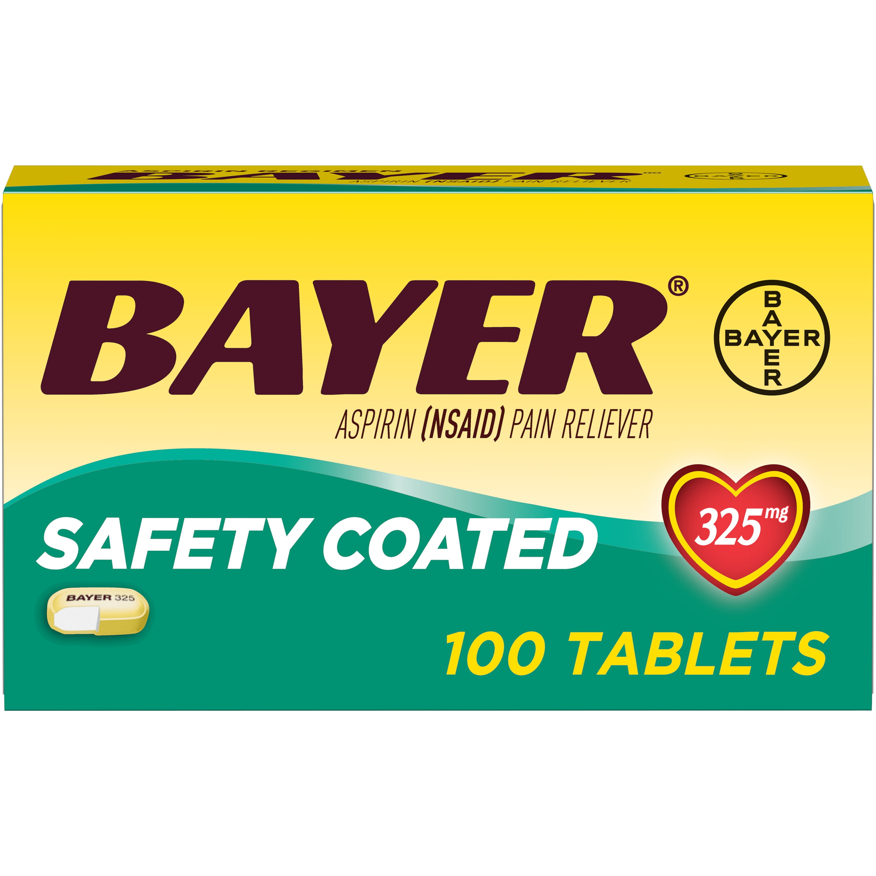 Aspirin Regimen Bayer Regular Dose Pain Reliever Enteric Coated Tablets