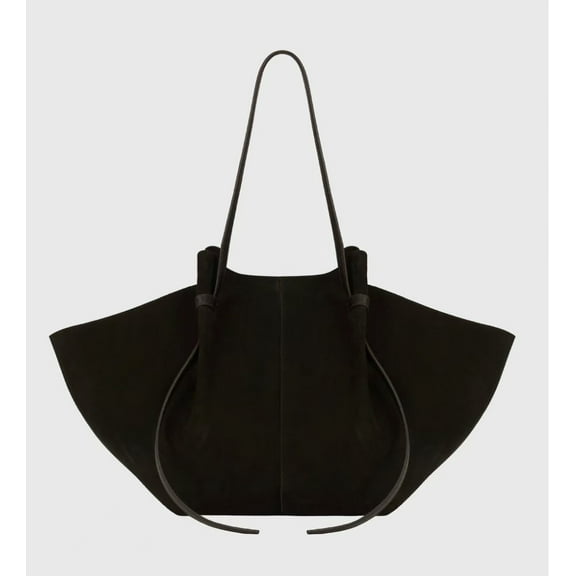 YUZEFI Winged Matte Suede Single-Shoulder Tote Bag – Spacious Design for Effortless Elegance (black) 26.5*18.5*31CM