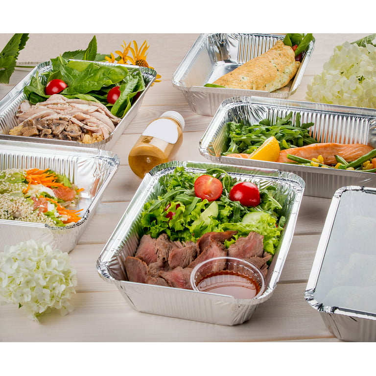 Handi-foil Aluminum Meal Prep Storage Pan with Folded Lids 7 Count Holds Up to 23.7 Fluid Ounces