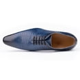 thumbnail image 4 of Men Shoes Luxury Oxford Shoe Genuine Leather Handmade Black Blue Prints Lace Up Pointed Toe Wedding Office Formal Dress Men Shoe Blue 8, 4 of 4