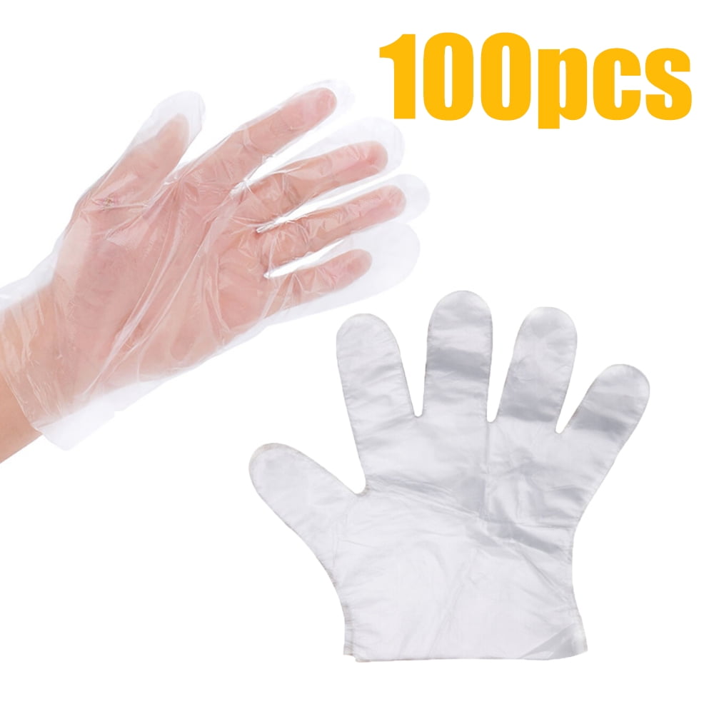 Disposable Food Prep Gloves - 100 Piece Plastic Food Safe Disposable Gloves, Food Handling, One Size Fits Most (100 PCS）