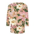 thumbnail image 4 of CYMMPU Fall Trendy Shirts 3/4 Sleeve Spring Tops Loose Fit Tunic Tops Floral Printed Crew Neck Blouses for Women Dressy Casual Lightweight Basic Tees Multicolor S, 4 of 5