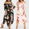 thumbnail image 1 of Gspmoly Robes d'Été pour Femmes 2025, Mode Femmes Épaules Dénudées Grande Taille à Lacets Maxi Fluide Robe à Imprimé Floral Robes Formelles pour Femmes Économies d'Été, 1 of 9