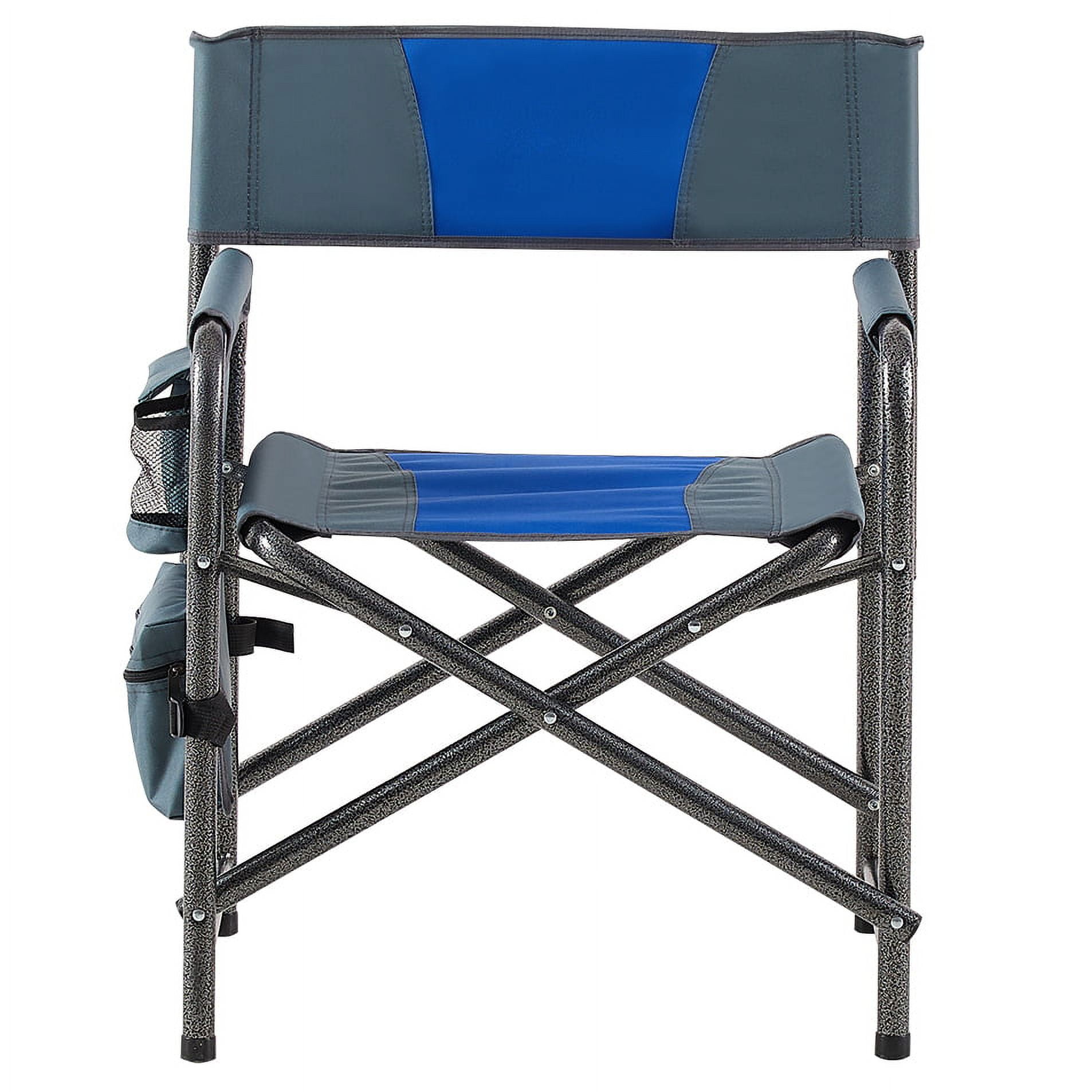 MAYEERTY 2PC Padded Folding Outdoor Chair with Side Table & Storage Pockets