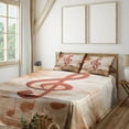 thumbnail image 2 of Ambesonne Music Fitted & Top Sheet Set with Shams, Grunge Abstract Notes, Champagne Burnt Sienna, 2 of 5