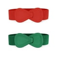 thumbnail image 1 of Cinturones de hebilla de Cuero de Imitación Allegra K en forma de 8 con Enclavamiento elástico para Mujer verde rojo 68.6cm/27', 1 of 7