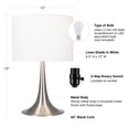 thumbnail image 4 of Cresswell Lighting 19" Modern Brushed Nickel Fluted Metal Base Table Lamp with White Shade, 4 of 7