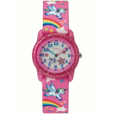 Girls Time Machines Pink/Rainbows & Unicorns Watch, Elastic Fabric