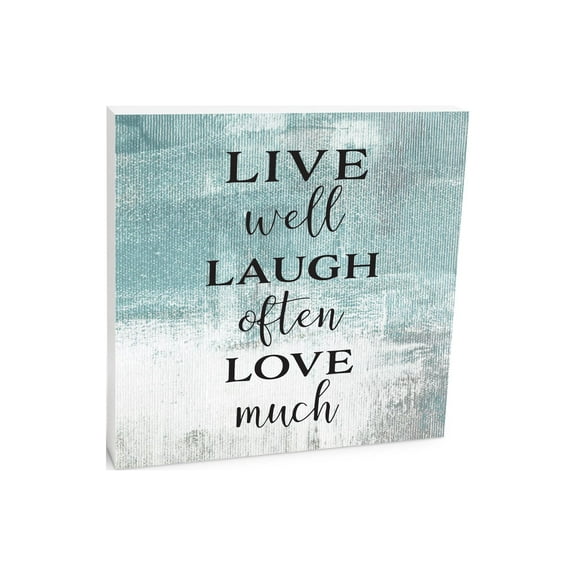 Live Well Laugh Love Teal Fade 10 x 10 Wood Tabletop Sign Plaque