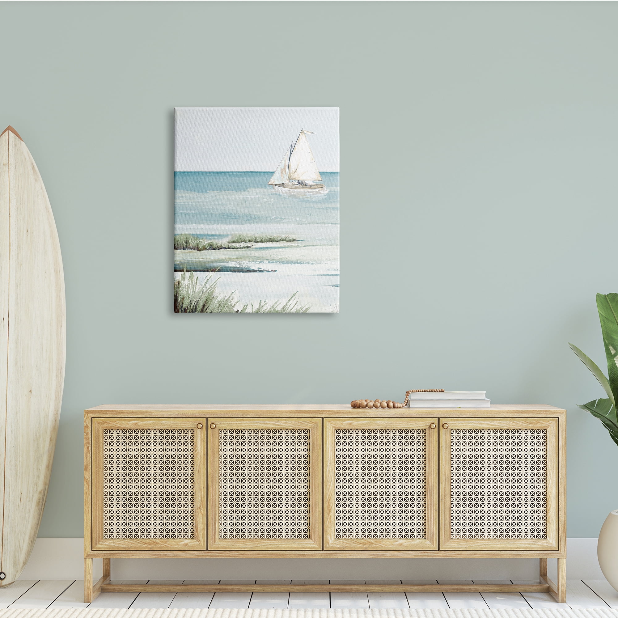 Stupell Indtries Sailing the Bay Soft Traditional Grassy Nautical Landscape,30 x 40,Design by Patricia Pinto