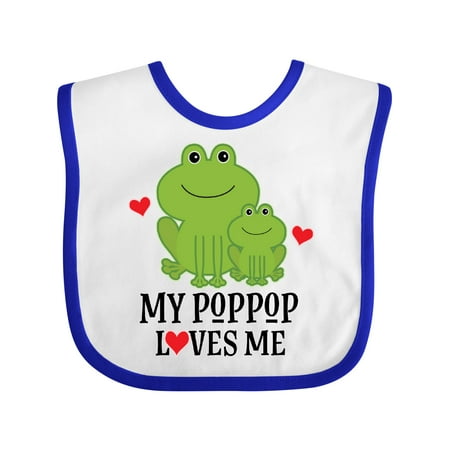 

Inktastic My PopPop Loves Me Grandson Frog Gift Baby Boy Bib