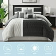 thumbnail image 2 of LANCO MODERN LIFESTYLE 7 Piece King Size Comforter Set, Black Grey, Ultra Soft Modern Solid Patchwork Bedding Set, All Seasons Bed in a Bag with Bedskirt, Shams and Decor Pillows, 2 of 7