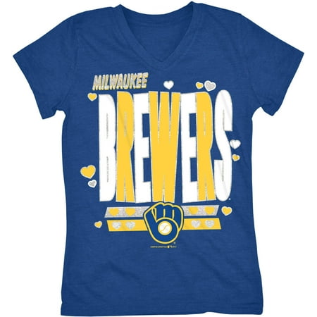 MLB Milwaukee Brewers Girls Short Sleeve Team Color Graphic