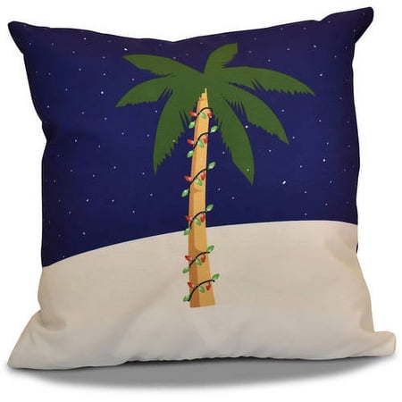 Simply Daisy 16" x 16" Palm Tree with Christmas Lights Geometric Print Pillow