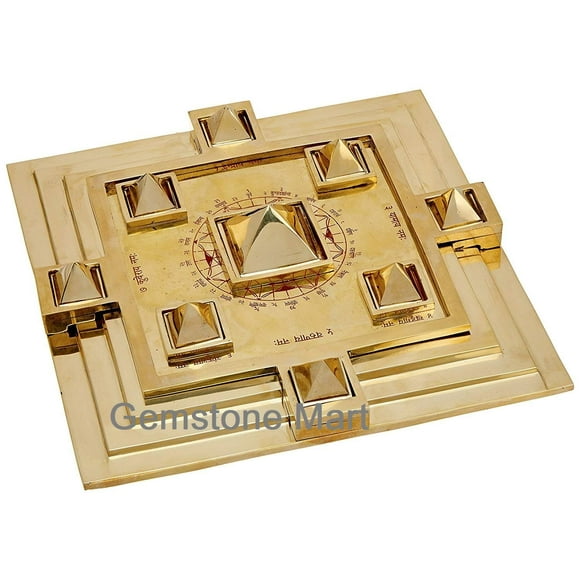 Royalmart Maha Vastu Purush Navgrah Pyramid Yantra 9 x 9 inch/Navgrah Pyramid Yntra Chowki with Removable Pyramid