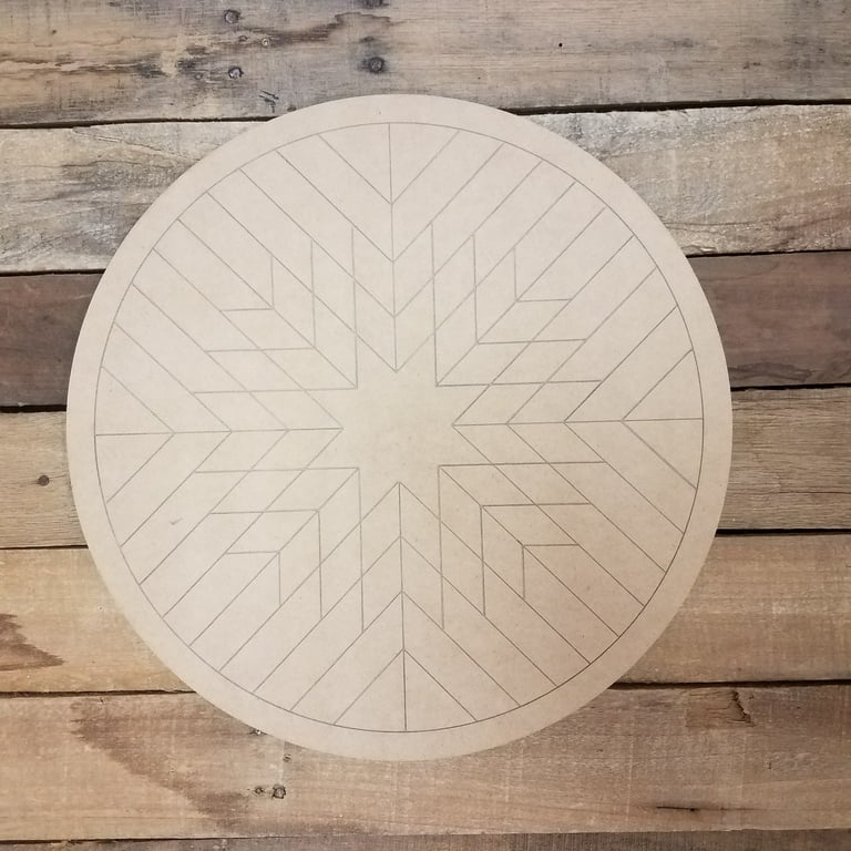 Wood Geometric Art Pattern Circle, Boho Style Unfinished Wood