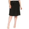 thumbnail image 2 of Women's Plus Size Casual High Waist Bow Tie Belted A Line Midi Knee Length Skirts, 2 of 6