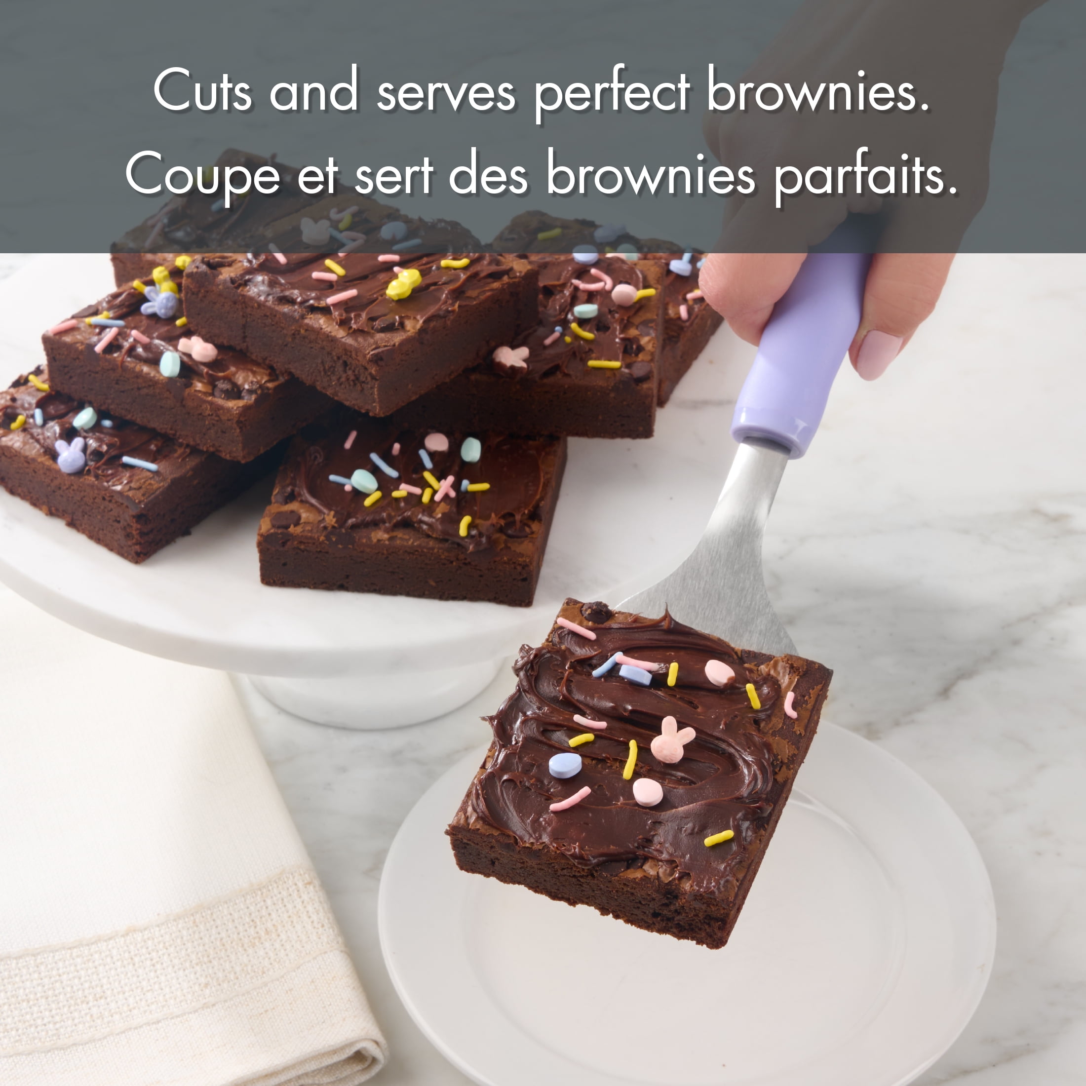 Way to Celebrate Stainless Steel Dessert and Brownie Spatula in Soft Purple, Easter Baking Tool