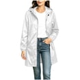 thumbnail image 2 of Stamzod Rain Coats for Women Lightweight Long Sleeve Hooded Long Rain Jacket Waterproof Windbreaker Outerwear with Pockets White XL, 2 of 10