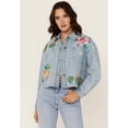 thumbnail image 2 of Johnny Was Women's Light Wash Floral Embroidered Cropped Denim Jacket - W45424-4 Medium  US, 2 of 4