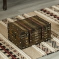 thumbnail image 5 of Wooden Brown Storage Trunk with Faux Leather Straps and Handles, Small, 5 of 9