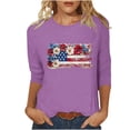thumbnail image 2 of Kinrui Womens American Flag Graphic Tees Causal 3/4 Sleeve 250th Anniversary USA Shirts Cute Crew Neck Stars Stripes Print Patriotic Tops Plus Size Purple 2XL, 2 of 5