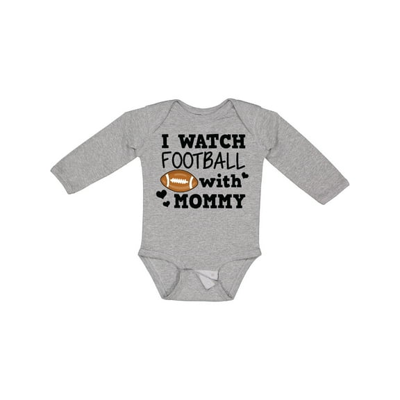 Inktastic I Watch Football with My Mommy Boys Long Sleeve Baby Bodysuit