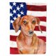 thumbnail image 1 of "Treasures BB9707GF Bandera decorativa patriótica para exteriores con perro salchicha rojo, tamaño jardín, multicolor" Caroline's Treasures BB9707GF, 1 of 1