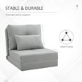 thumbnail image 6 of HOMCOM Convertible Flip Chair, Floor Lazy Sofa, Folding Couch Bed with Adjustable Backrest, Metal Frame and Pillows, Living Room Bedroom, Light Gray, 6 of 9
