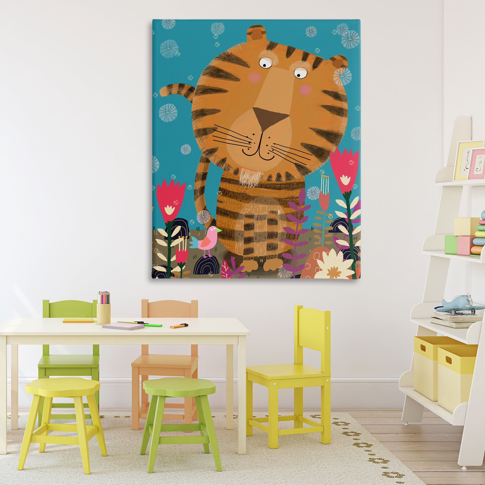 Stupell Industries Boho Tiger & Flowers Canvas Wall Art, design by Carla Daly